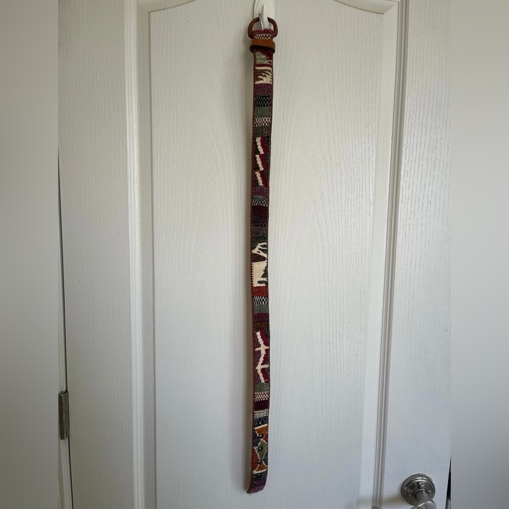 Genuine Guatemalan Leather Belt with Detailed Woven Pattern